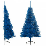 Jumătate brad de Crăciun artificial suport, albastru 180 cm PVC