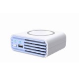 Purificator de aer, wireless, 3 in 1, albastru, din abs, 10 x 10 x 4 cm, incarcare wireless si prin USB, design prietenos cu carcasa telefonului