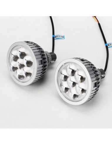 Set 2 proiectore LED 3&quot; pentru faza lunga auto / moto cu lumina de zi DRL 35W, 12V, 3000Lm - i6
