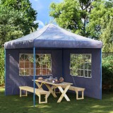 vidaXL Perete Lateral Cort Petrecere, 2 buc, Albastru, PE, Fereastră, 300x195cm, Rezistent UV, Montare Ușoară
