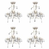 Candelabre suspendate de plafon cu cristale 4 buc. alb elegant