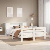 VidaXL Cadru de pat fără saltea, alb, 140x190 cm, lemn masiv de pin 3309900