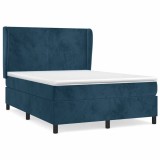 Cumpara ieftin Pat box spring cu saltea, albastru inchis, 140x200 cm, catifea