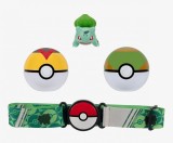 Set figurina - Pokemon Clip &#039;N&#039;Go - Poke Ball Belt Set - Bulbasaur #1 with Level Ball, Nest Ball and Bulbasaur Themed Belt W16 | Jazwares