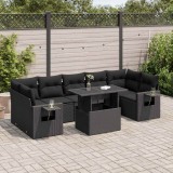 Cumpara ieftin Gossi set mobilier de gradina cu perne, 8 piese, negru, poliratan