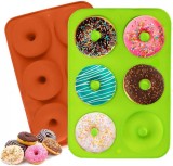Set de 2 forme pentru gogosi ZuWei, silicon, portocaliu/verde, 25 x 17,5 x 2,5 cm