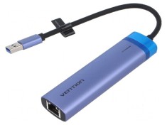 Hub USB RJ45 cu 3 porturi USB A și port USB C