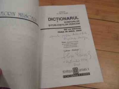 Dictionarul Scriitorilor Si Publicistilor Vranceni (cu Semnat - Florin Muscalu ,535653 foto