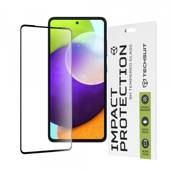 Folie de protectie Ecran Techsuit pentru Samsung Galaxy A52s 5G A528 / A52 5G A526 / A52 A525, Sticla Securizata, Full Glue, 111D, Neagra