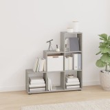 Cumpara ieftin Bibliotecă &icirc;n trepte, gri beton, 107 cm, lemn compozit
