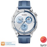 Smartwatch Huawei Watch GT 5, 46MM, Tarnish Stainless Steel Case, Blue Woven Strap