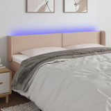 VidaXL Tăblie de pat cu LED, cappuccino 163x16x78/88cm piele ecologică