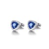 Butoni argintii cu cristal albastru BU069