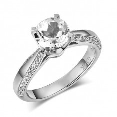 Inel Borealy Aur Alb 14 K Topaz 1 5 Ct Wedding Engagement Ring foto