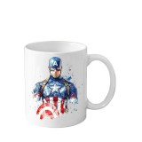 Cana din ceramica haioasa, 330 ml, alba, pentru pasionatii de desene animate, SuperEroi Marvel, Captain America