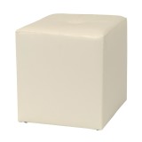 Taburet Cool, fix, patrat, imitatie piele, crem, 35 x 35 x 36 cm