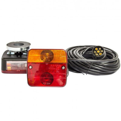 Set Lampi Magnetice Pentru Remorca Fisa 7 Pini Cablu Intre Stopuri De 2.5M Cablu Fisa 7.5M 12V BK69080 110222-8 foto