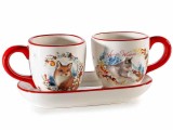 Set tava, 2 cani Craciun ceramica multicolora &Oslash; 6,5 cm x 6 H, 2 x 100 ml