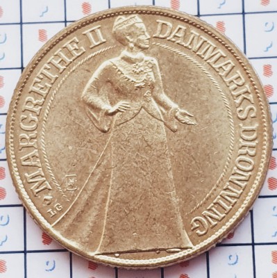1151 Danemarca 20 kroner 1997 Margrethe II (Silver Jubilee) km 883 foto