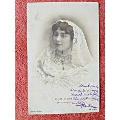 Carte postala, femeie cu marama, 1905