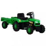 VidaXL Tractor pentru copii, cu pedale &amp; remorcă, verde și negru