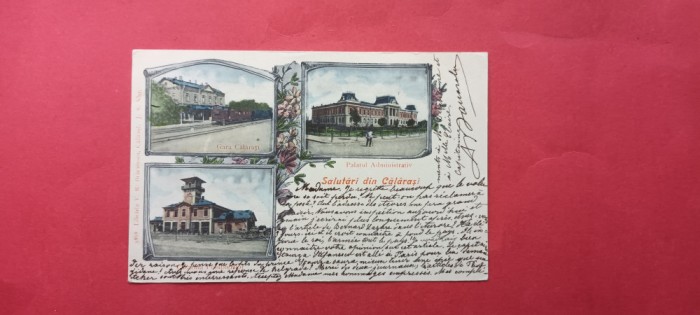 Litho Calarasi Gara Cazarma Pompierilor Palatul Administrativ Litografie