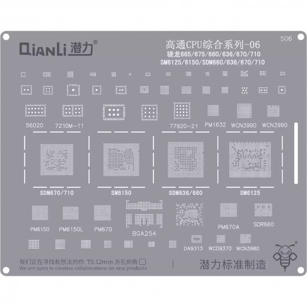 Sita BGA QIANLI QS506 pentru CPU Qualcomm SnapDragon 6 Series