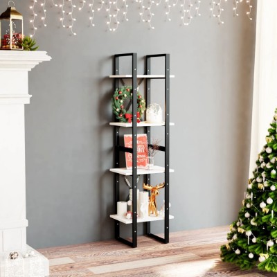 vidaXL Bibliotecă cu 4 rafturi, alb, 40x30x140 cm, lemn masiv de pin 806423 foto