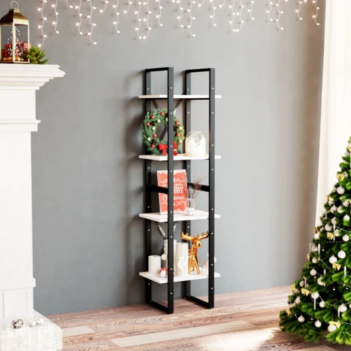 vidaXL Bibliotecă cu 4 rafturi, alb, 40x30x140 cm, lemn masiv de pin 806423