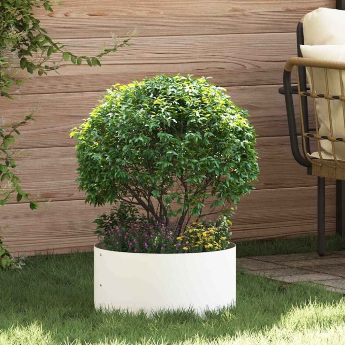 vidaXL Vază pentru Grădină Alb 40 x 40 x 20 cm Oțel
