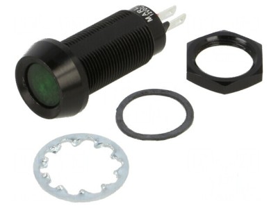 Lampă de control LED verde 12VDC &amp;Oslash;12,7mm IP67 foto
