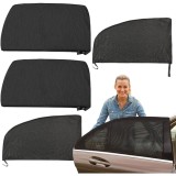 Set 4 bucati parasolar auto tip husa, anti-tantari si anti-UV, din tesatura de nailon foarte elastica, negru