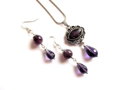 Set ametist , set bijuterie mov 39046 foto