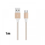 Cablu MicroUSB Devia Gracious Champagne Gold (1m, impletitura textila)