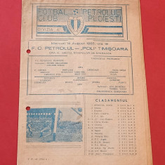 Program meci fotbal PETROLUL PLOIESTI - POLITEHNICA TIMISOARA (14.08.1985)