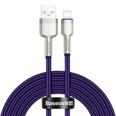 Cablu Date si Incarcare USB-A - Lightning Baseus Cafule Metal Series, 18W, 2m, Mov CALJK-B05