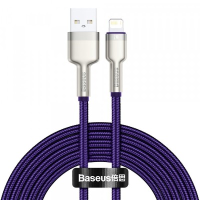 Cablu Date si Incarcare USB-A - Lightning Baseus Cafule Metal Series, 18W, 2m, Mov CALJK-B05 foto