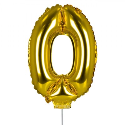 Balon Petrecere Folie 0, Auriu Metalizat, Lungime 34 cm, Lățime 24 cm foto