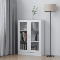 Dulap cu vitrină, alb, 82,5 x 30,5 x 115 cm, lemn prelucrat