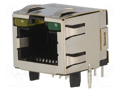 Conector RJ45 soclu ecranat Cat 5 cu LED aurit TE Connectivity foto