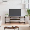 Comodă TV, stejar maro, 121x35x45 cm, lemn prelucrat &amp; fier