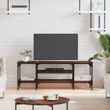 Comodă TV, stejar maro, 121x35x45 cm, lemn prelucrat &amp; fier