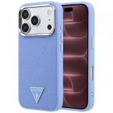 Husa MagSafe pentru Apple iPhone 18 Pro Max / 17 Pro Max, Guess, Grained Triangle Logo, Bleu