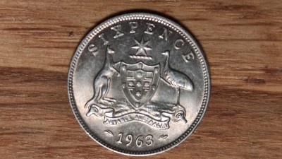 Australia - moneda de colectie - 6 pence 1963 argint - Elisabeta II - aUNC foto