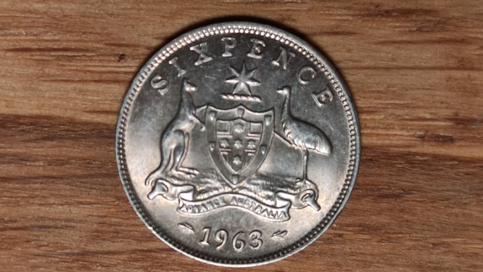 Australia - moneda de colectie - 6 pence 1963 argint - Elisabeta II - aUNC