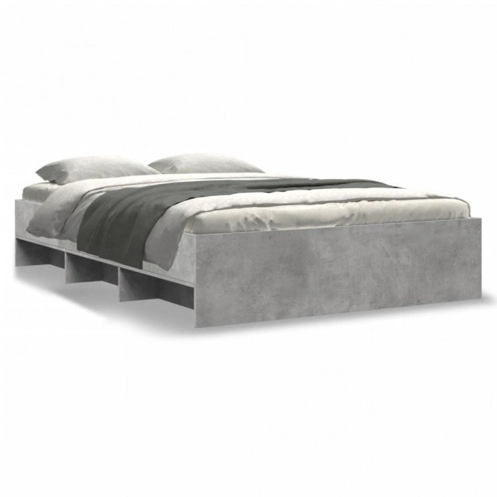 vidaXL Cadru de pat, gri beton, 140x190 cm, lemn prelucrat 3295684