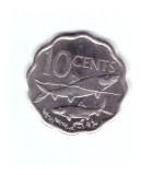 Moneda Bahamas 10 cents/centi 2007, stare foarte buna, cu luciu