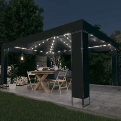 vidaXL Pavilion cu șir de lumini LED, antracit, 3x4 m foto
