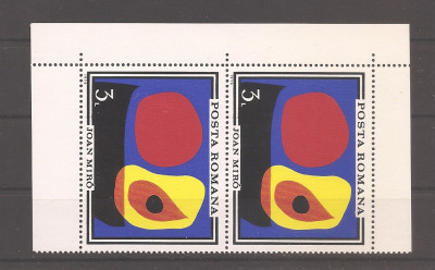 Romania 1970, LP 744-745 - Inundatia II (Joan Miro), serie pereche + colita, MNH foto