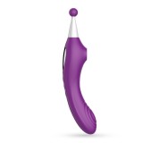 Stimulator Triplu Trinity, 10 Moduri Vibratii, 3 Moduri Suctiune, Silicon, USB, Mov, 18.3 cm